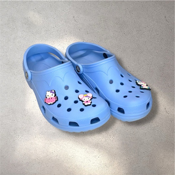 Hello Kitty Blue Crocs Clogs with Jibbitz Charms Women’s 8/9 Men’s 6/7 Kawaii - Picture 1 of 9